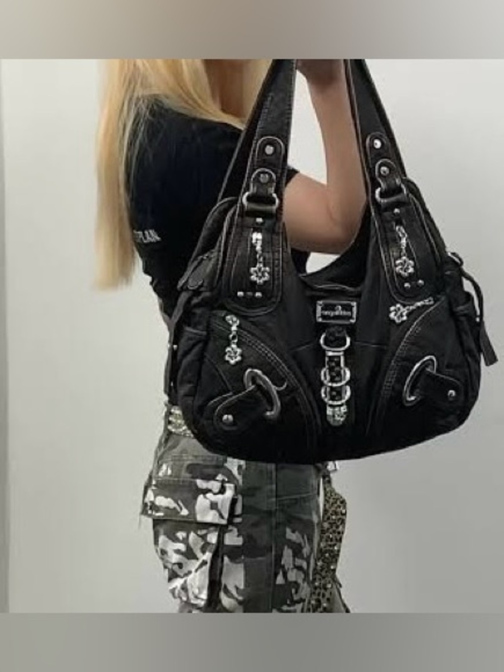 Buckle Hobo Shoulder Bag,